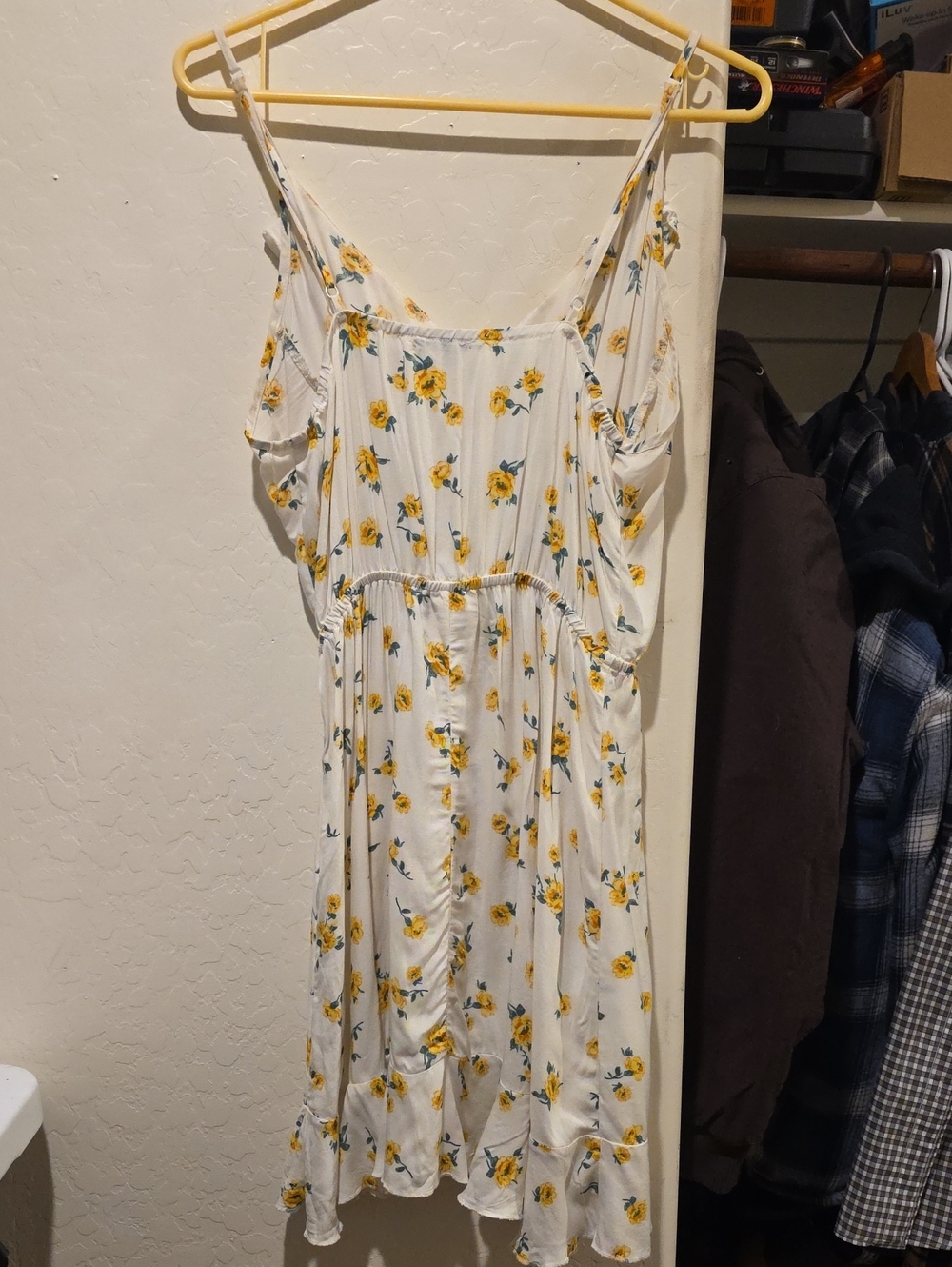 Papermoon White Floral Yellow Ruffle Wrap Dress - Picture 3 of 6